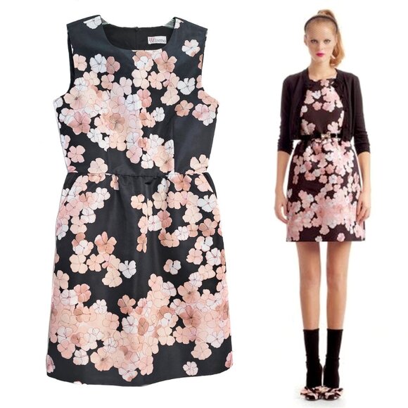 RED Valentino Cherry Blossom Floral Fit and Flare Taffeta Dress 42 - Picture 1 of 8